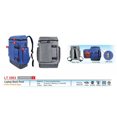 [Laptop Back Pack] Laptop Back Pack (Fully Padded Bag) - LT3563